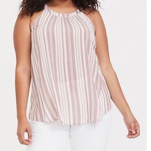 TORRID WHITE & RED STRIPE GODDESS TANK